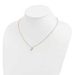Cheryl M Sterling Silver Rose Gold-plated Polished CZ Music Note 16 Inch with 2 Inch Extension Necklace