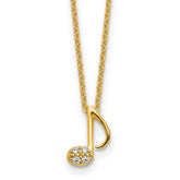 Cheryl M Sterling Silver Gold-plated Polished CZ Music Note 16 Inch with 2 Inch Extension Necklace