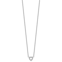 Cheryl M Sterling Silver Rhodium-plated Polished CZ Open Heart 16 Inch with 2 Inch Extension Necklace