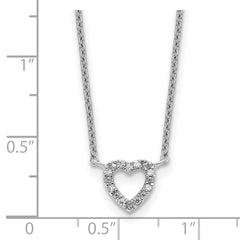 Cheryl M Sterling Silver Rhodium-plated Polished CZ Open Heart 16 Inch with 2 Inch Extension Necklace