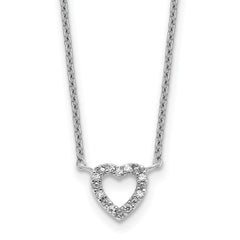 Cheryl M Sterling Silver Rhodium-plated Polished CZ Open Heart 16 Inch with 2 Inch Extension Necklace