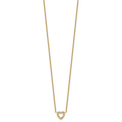Cheryl M Sterling Silver Gold-plated Polished CZ Open Heart 16 Inch with 2 Inch Extension Necklace