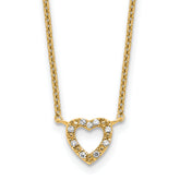 Cheryl M Sterling Silver Gold-plated Polished CZ Open Heart 16 Inch with 2 Inch Extension Necklace