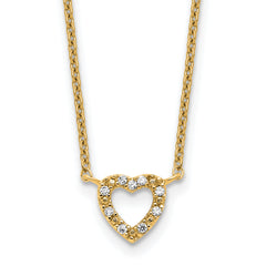 Cheryl M Sterling Silver Gold-plated Polished CZ Open Heart 16 Inch with 2 Inch Extension Necklace