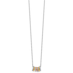 Cheryl M Sterling Silver Rhodium Rose and Yellow Gold-plated Polished CZ Circles 16 Inch with 2 Inch Extension Necklace