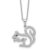 Cheryl M Sterling Silver Rhodium-plated Polished Black and White CZ Squirrel 16 Inch with 2 Inch Extension Necklace