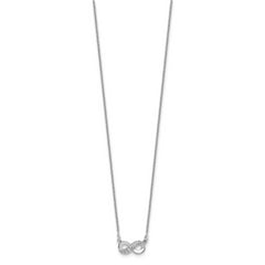 Cheryl M Sterling Silver Rhodium-plated Polished CZ Infinity 16 Inch with 2 Inch Extension Necklace