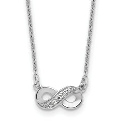 Cheryl M Sterling Silver Rhodium-plated Polished CZ Infinity 16 Inch with 2 Inch Extension Necklace