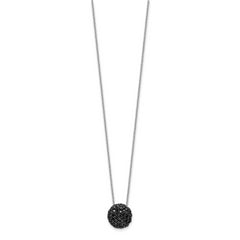 Cheryl M Sterling Silver Hematite and Rhodium-plated Polished Black CZ Circle 16 Inch with 2 Inch Extension Necklace