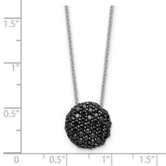 Cheryl M Sterling Silver Hematite and Rhodium-plated Polished Black CZ Circle 16 Inch with 2 Inch Extension Necklace