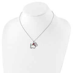 Cheryl M Sterling Silver Rhodium-plated Polished and Enameled Black and White CZ Scottie Dog 16 Inch with 2 Inch Extension Necklace