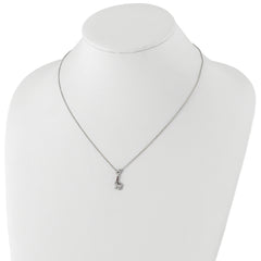 Cheryl M Sterling Silver Rhodium-plated Polished and Enameled Black and White CZ Giraffe 16 Inch with 2 Inch Extension Necklace