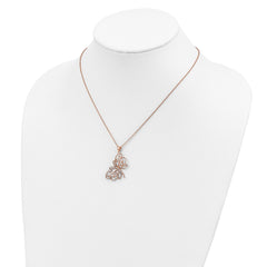 Cheryl M Sterling Silver Rose Gold-plated Polished CZ Butterfly 16 Inch with 2 Inch Extension Necklace