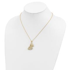 Cheryl M Sterling Silver Gold-plated Polished CZ Butterfly 16 Inch with 2 Inch Extension Necklace