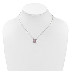 Cheryl M Sterling Silver Rhodium and Rose Gold-plated Polished Multicolor CZ Pig 16 Inch with 2 Inch Extension Necklace