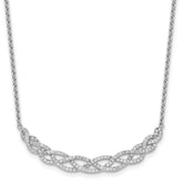 Cheryl M Sterling Silver Rhodium-plated Polished Fancy Woven CZ 16 Inch with 2 Inch Extension Necklace