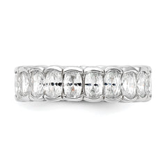 Cheryl M Sterling Silver Rhodium-plated Polished Oval CZ Eternity Ring
