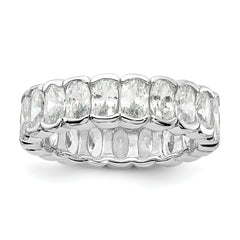 Cheryl M Sterling Silver Rhodium-plated Polished Oval CZ Eternity Ring