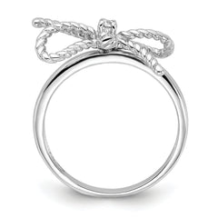 Cheryl M Sterling Silver Rhodium-plated Polished and Twisted CZ Bow Ring
