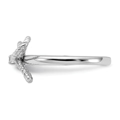 Cheryl M Sterling Silver Rhodium-plated Polished and Twisted CZ Bow Ring