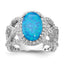 Cheryl M Sterling Silver Rhodium-plated Polished Fancy Blue Lab Created Opal and CZ Ring, Size 5–9 - Sophia Jewelers