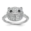 Cheryl M Sterling Silver Rhodium-Plated Polished Black and White CZ Cat Ring, Size 5–9 - Sophia Jewelers