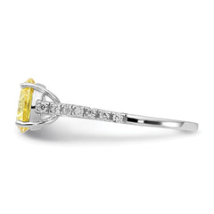Cheryl M Sterling Silver Rhodium-plated Polished Yellow and White CZ Ring