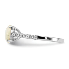 Cheryl M Sterling Silver Rhodium-plated Polished Lab Created Opal and CZ Ring