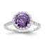 Round Purple White Cubic Zirconia Halo Ring in Sterling Silver, Size 5–9 - Sophia Jewelers