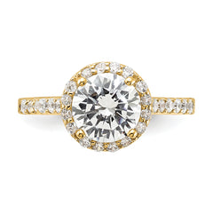 Cheryl M Sterling Silver Gold-plated Polished CZ Round Halo Ring
