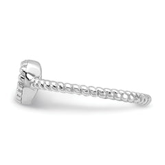 Cheryl M Sterling Silver Rhodium-plated Polished and Twisted CZ Heart Ring