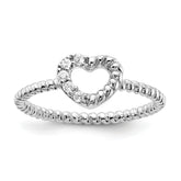 Cheryl M Sterling Silver Rhodium-plated Polished and Twisted CZ Heart Ring