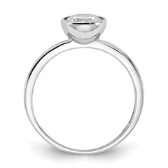 Cheryl M Sterling Silver Rhodium-plated Polished Bezel Set CZ Ring