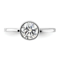 Cheryl M Sterling Silver Rhodium-plated Polished Bezel Set CZ Ring