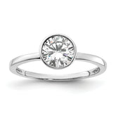 Cheryl M Sterling Silver Rhodium-plated Polished Bezel Set CZ Ring
