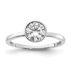 Cheryl M Sterling Silver Rhodium-plated Polished Bezel Set CZ Ring