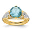 Cheryl M Sterling Silver Rhodium and Gold-plated Polished and Textured Blue Glass and CZ Ring, Size 5–9 - Sophia Jewelers
