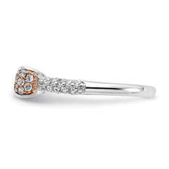 Cheryl M Sterling Silver Rhodium and Rose Gold-plated Polished CZ Bow Ring