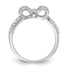 Cheryl M Sterling Silver Rhodium-plated Polished CZ Bow Ring