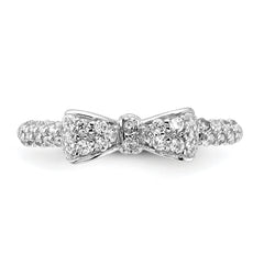 Cheryl M Sterling Silver Rhodium-plated Polished CZ Bow Ring