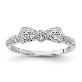 Cheryl M Sterling Silver Rhodium-plated Polished CZ Bow Ring