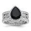 Cheryl M Sterling Silver Rhodium-plated Polished Black and White CZ Teardrop Halo 3 Ring Set, Size 5–9 - Sophia Jewelers