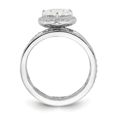 Cheryl M Sterling Silver Rhodium-plated Polished CZ Teardrop Halo 3 Ring Set