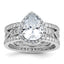 Cheryl M Sterling Silver Rhodium-plated Polished CZ Teardrop Halo 3 Ring Set