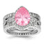 Pink White Cubic Zirconia Halo Set Ring in Sterling Silver, Size 5–9 - Sophia Jewelers