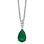 Cubic Zirconia & Green Glass Teardrop Necklace in Sterling Silver, 18 Inch - Sophia Jewelers