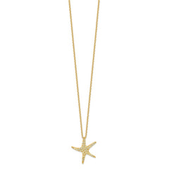 Cheryl M Sterling Silver Gold-plated Polished Yellow CZ Starfish 16 Inch with 2 Inch Extension Necklace