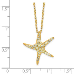 Cheryl M Sterling Silver Gold-plated Polished Yellow CZ Starfish 16 Inch with 2 Inch Extension Necklace