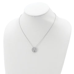 Cheryl M Sterling Silver Rhodium-plated Polished CZ Owls 16 Inch with 2 Inch Extension Necklace