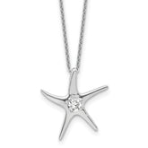 Cheryl M Sterling Silver Rhodium-plated Polished CZ Starfish 16 Inch with 2 Inch Extension Necklace